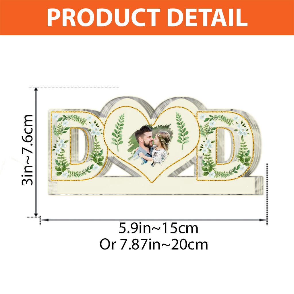 Personalized Dad Heart Photo Lamp, Fathers Day Acrylic Sign, Custom Picture Night Light, New Dad Gift LED Plaque - product image 6