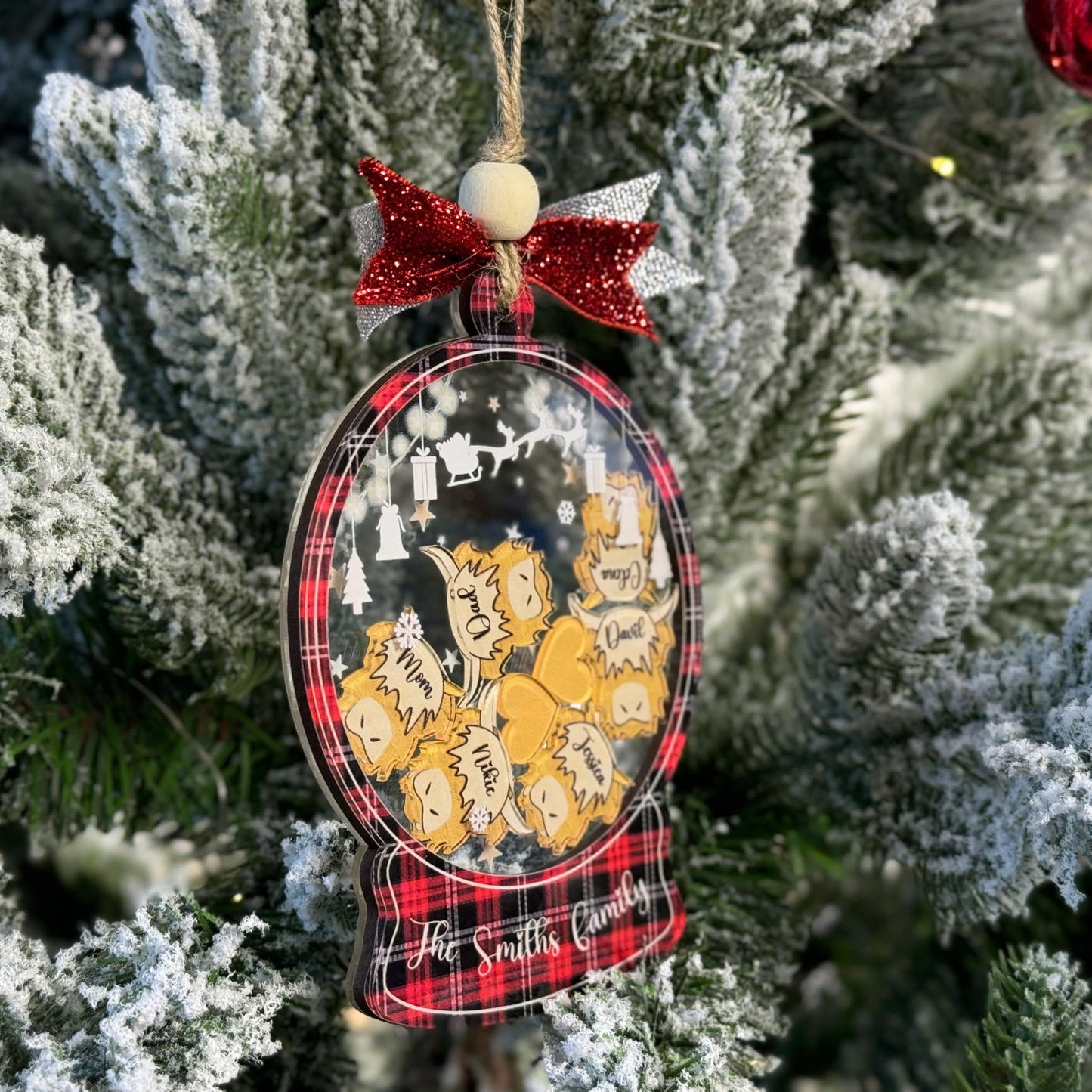 Personalized Highland Cow Family Christmas Ornament 2026 โ Custom 4D Snowflake Tree Decoration โ Rustic Farmhouse Holiday Keepsake Gift - product image 10