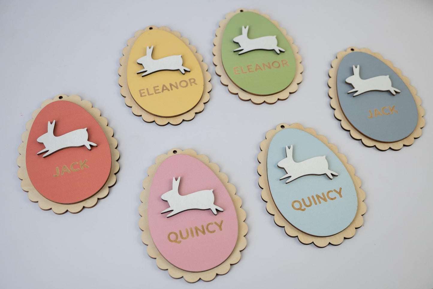 Personalized Easter Basket Tag – Birch Wood Egg with Bunny, Custom Kids Name Tag, Holiday Favor, Easter Gift, Spring Basket Decoration - product image 8