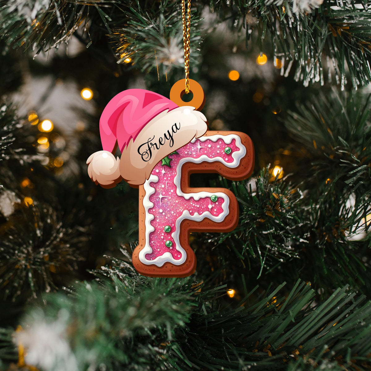 Personalized Gingerbread Letter Ornament, Custom Initial Christmas Decoration, Stocking Name Tags, Family Holiday Keepsake Ornaments - product image 12