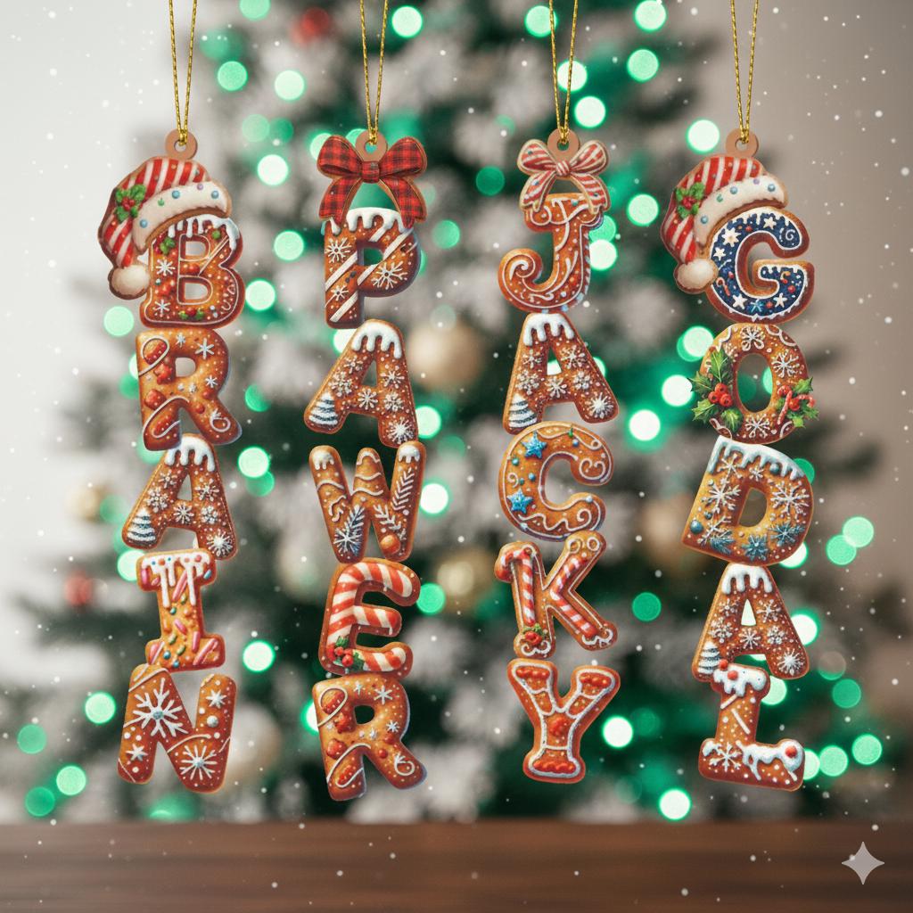 Custom Gingerbread Alphabet Ornaments, Personalised Christmas Decorations, Personalised Christmas Baubles, Christmas Name Tags, Kids Gifts - product image 10