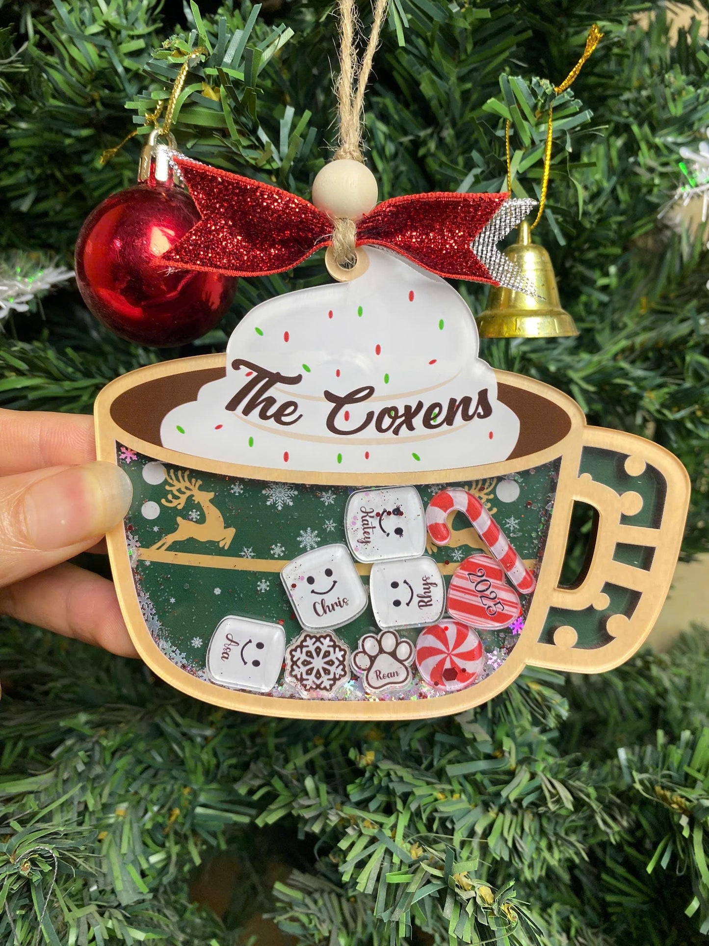 Personalized Family Ornament 2026, Custom Family Name, Christmas Ornament Marshmallow, Shake Cup Ornament - product image 12