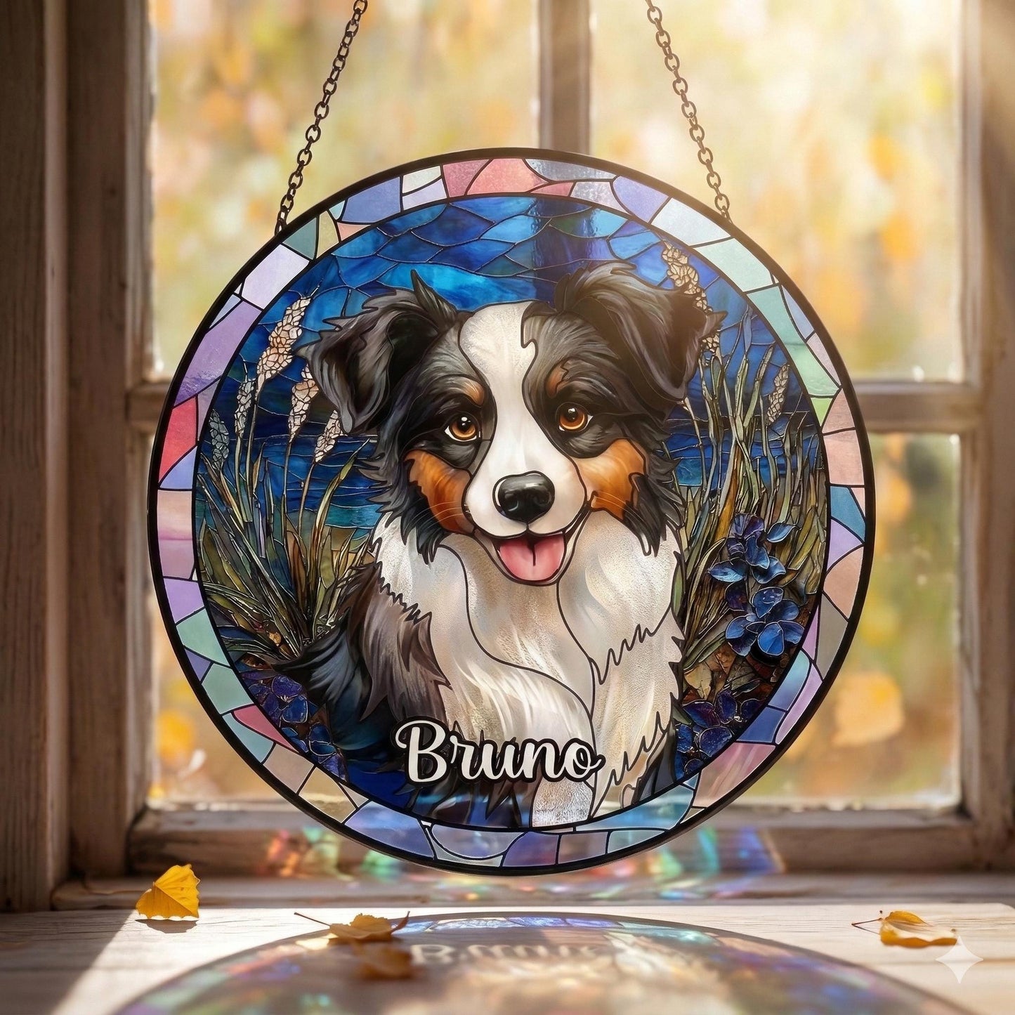 Personalized Pet Portrait Stained Glass Suncatcher, Custom Dog Mom Gift, Hand Drawn Dog Memorial Ornament, Pet Loss Keepsake, Dog Lover Gift - product image 5