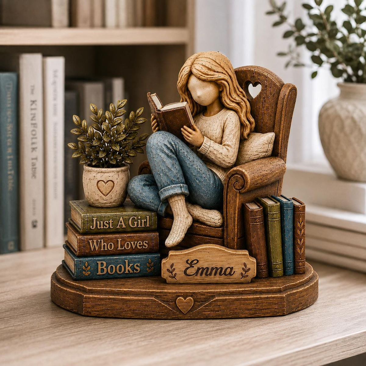 Custom Just a Girl Who Loves Books Wooden Block Sign, Book Lover Gift, Bookish Decor, Gift for Her, Library Decor - product image 9