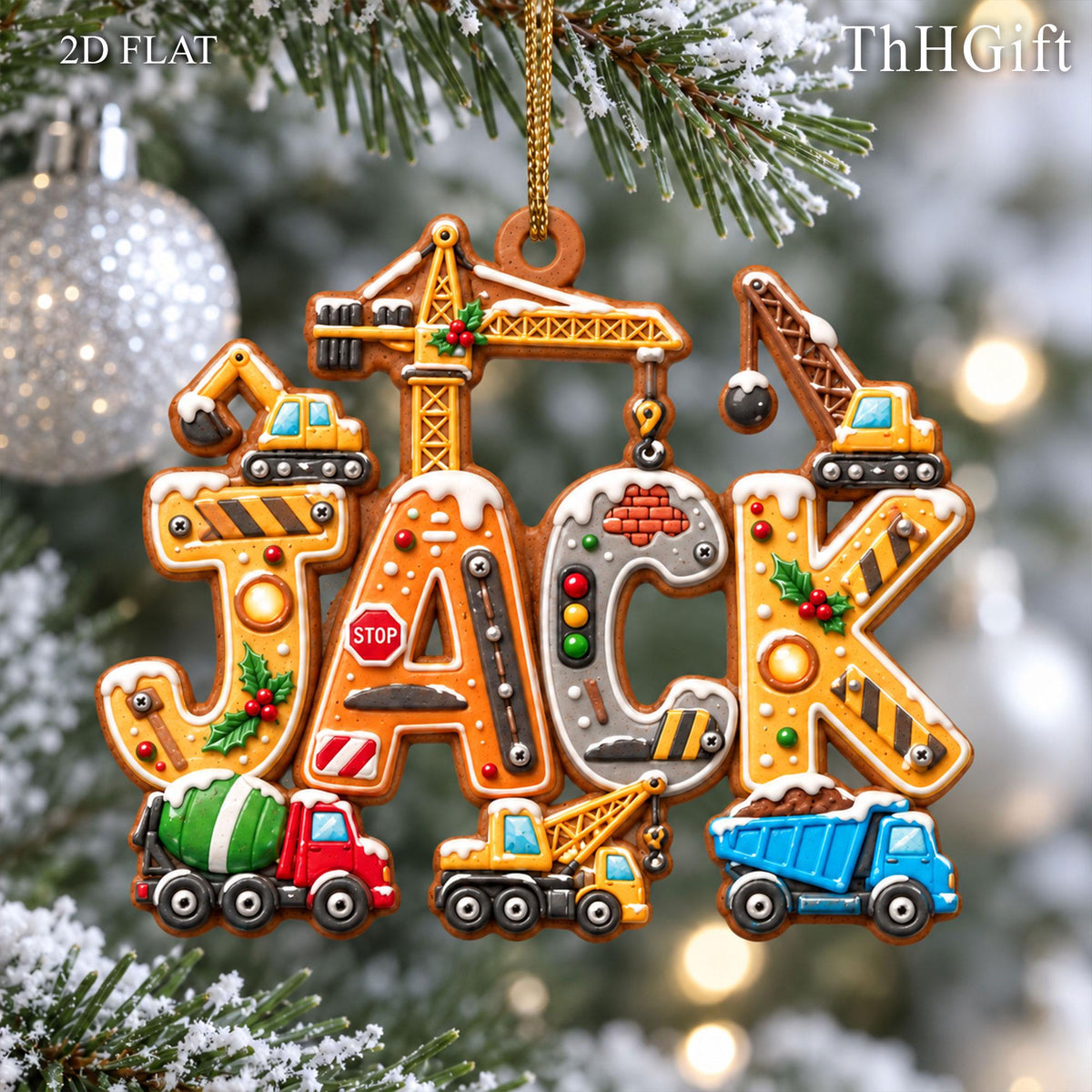 Personalized Kids Name Truck Christmas Ornament, Construction Vehicle Acrylic Ornament, Custom Name Holiday Decor - product image 12