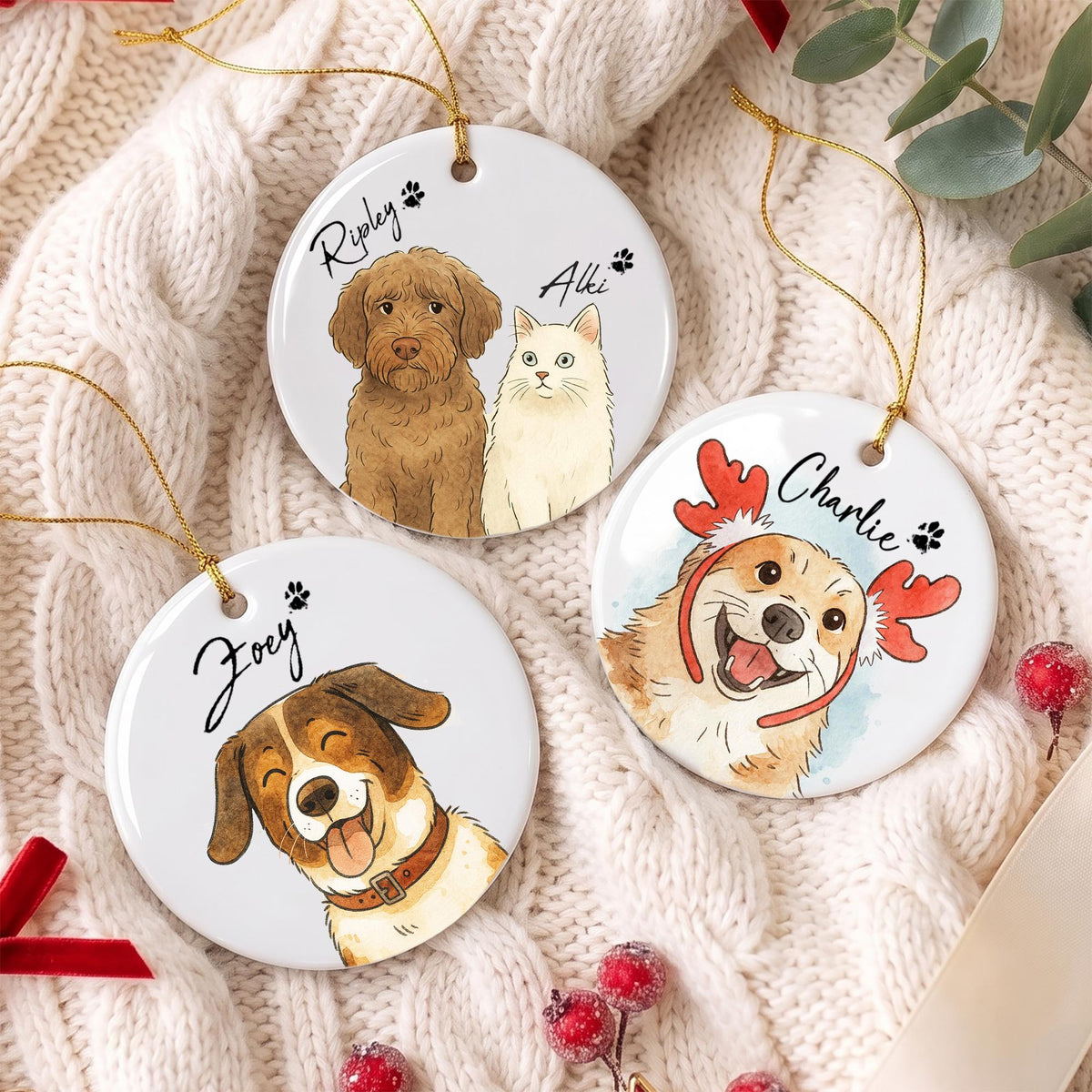 Personalized Watercolor Pet Photo Ornament: Custom Memorial Keepsake - product image 13