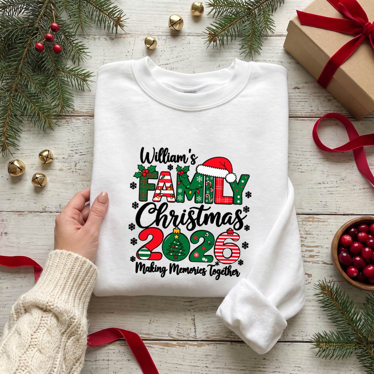 Personalized Family Christmas 2026 Shirt, Custom Name T-Shirt, Sweatshirt & Hoodie