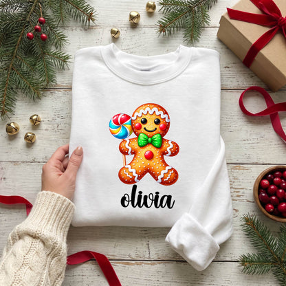 Personalized Gingerbread Christmas Shirt, Custom Name T-Shirt, Sweatshirt & Hoodie, Unisex Holiday Gift