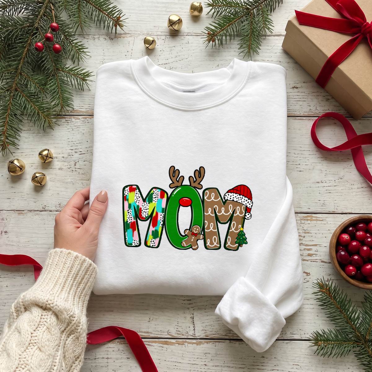 Personalize this Christmas varsity shirt with any name or short text. Available as a unisex T-shirt, sweatshirt or hoodie in sizes S–5XL.