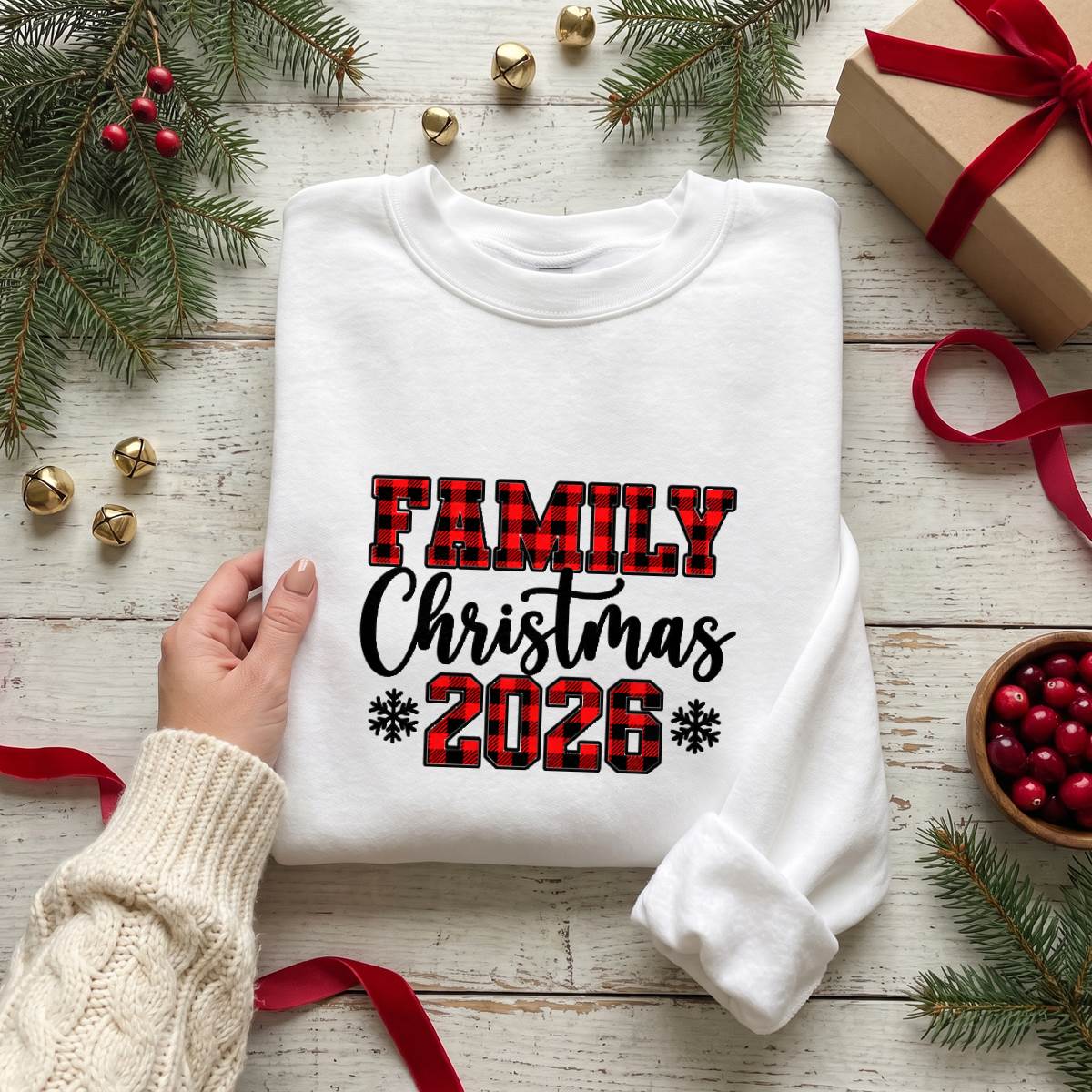 Family Christmas Shirt 2026, Buffalo Plaid Holiday T-Shirt, Sweatshirt & Hoodie