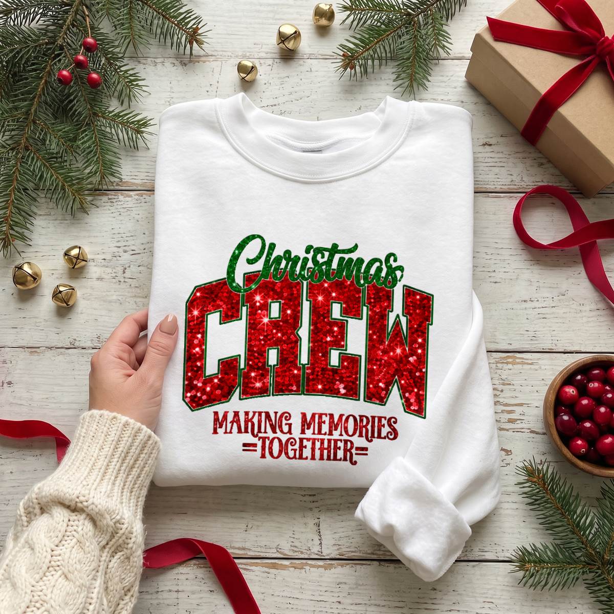 Personalized Christmas Crew Shirt, Custom Family Name T-Shirt, Sweatshirt & Hoodie, Unisex Holiday Gift