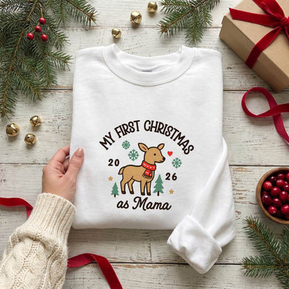 Personalized First Christmas as Mama or Daddy Shirt, Custom Holiday T-Shirt, Sweatshirt & Hoodie
