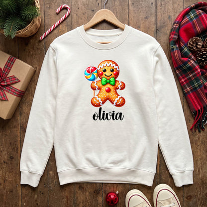 Personalized Gingerbread Christmas Shirt, Custom Name T-Shirt, Sweatshirt & Hoodie, Unisex Holiday Gift
