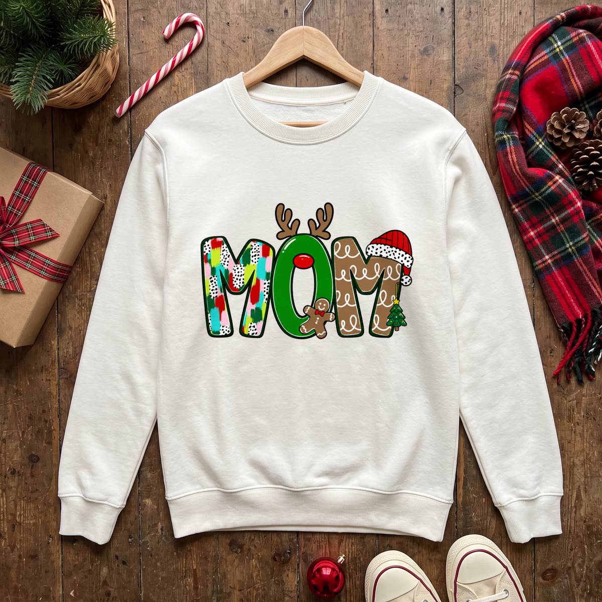 Personalize this Christmas varsity shirt with any name or short text. Available as a unisex T-shirt, sweatshirt or hoodie in sizes S–5XL.