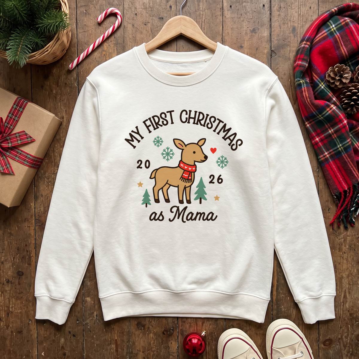 Personalized First Christmas as Mama or Daddy Shirt, Custom Holiday T-Shirt, Sweatshirt & Hoodie