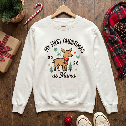 Personalized First Christmas as Mama or Daddy Shirt, Custom Holiday T-Shirt, Sweatshirt & Hoodie