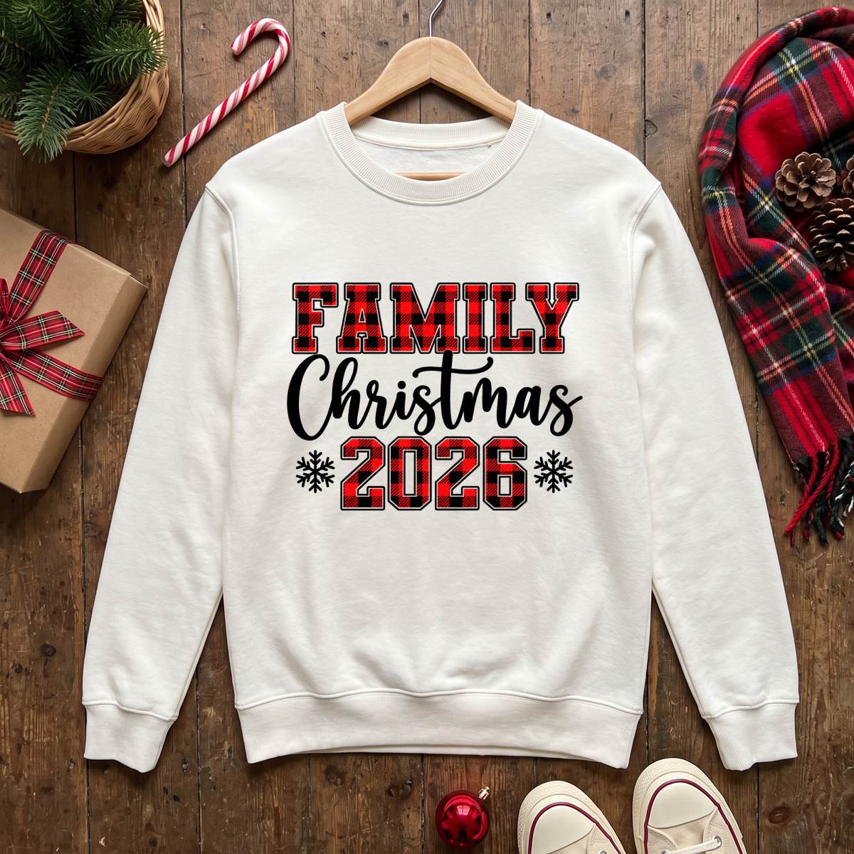Family Christmas Shirt 2026, Buffalo Plaid Holiday T-Shirt, Sweatshirt & Hoodie