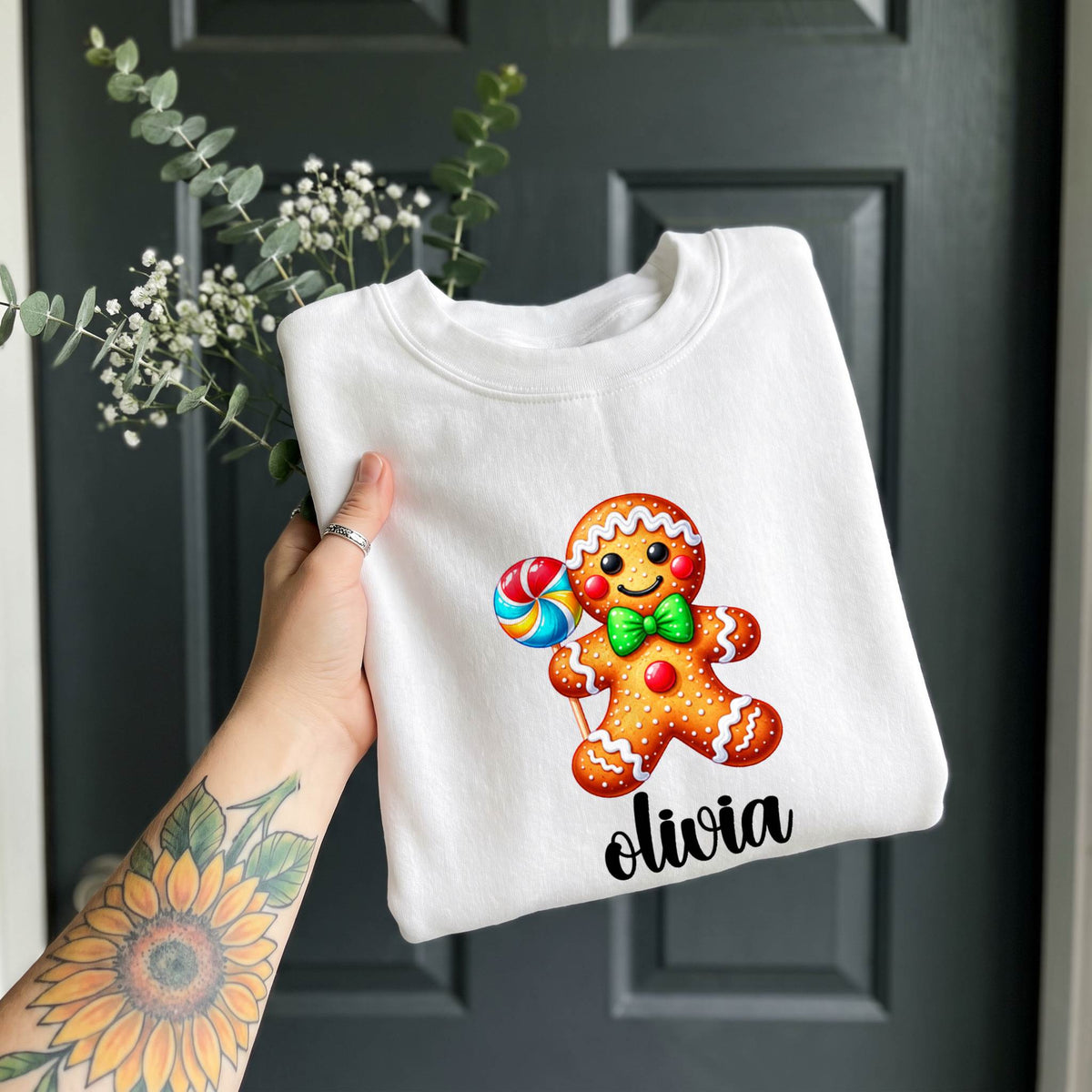 Personalized Gingerbread Christmas Shirt, Custom Name T-Shirt, Sweatshirt & Hoodie, Unisex Holiday Gift