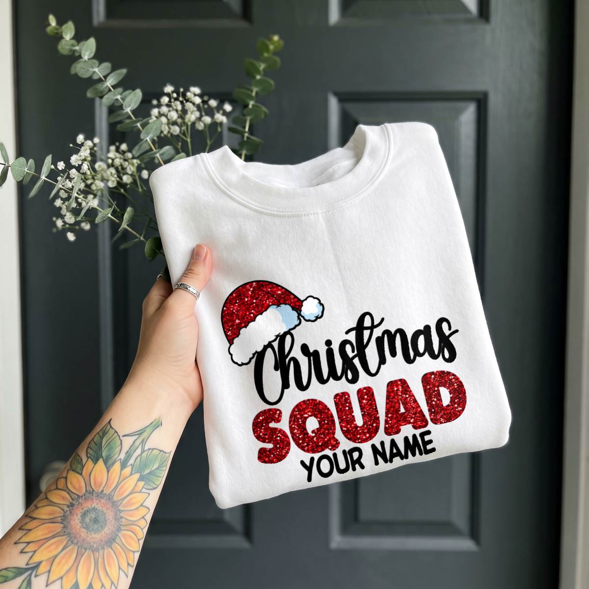 Personalized Christmas Squad Shirt, Custom Name T-Shirt, Sweatshirt & Hoodie, Matching Holiday Outfit