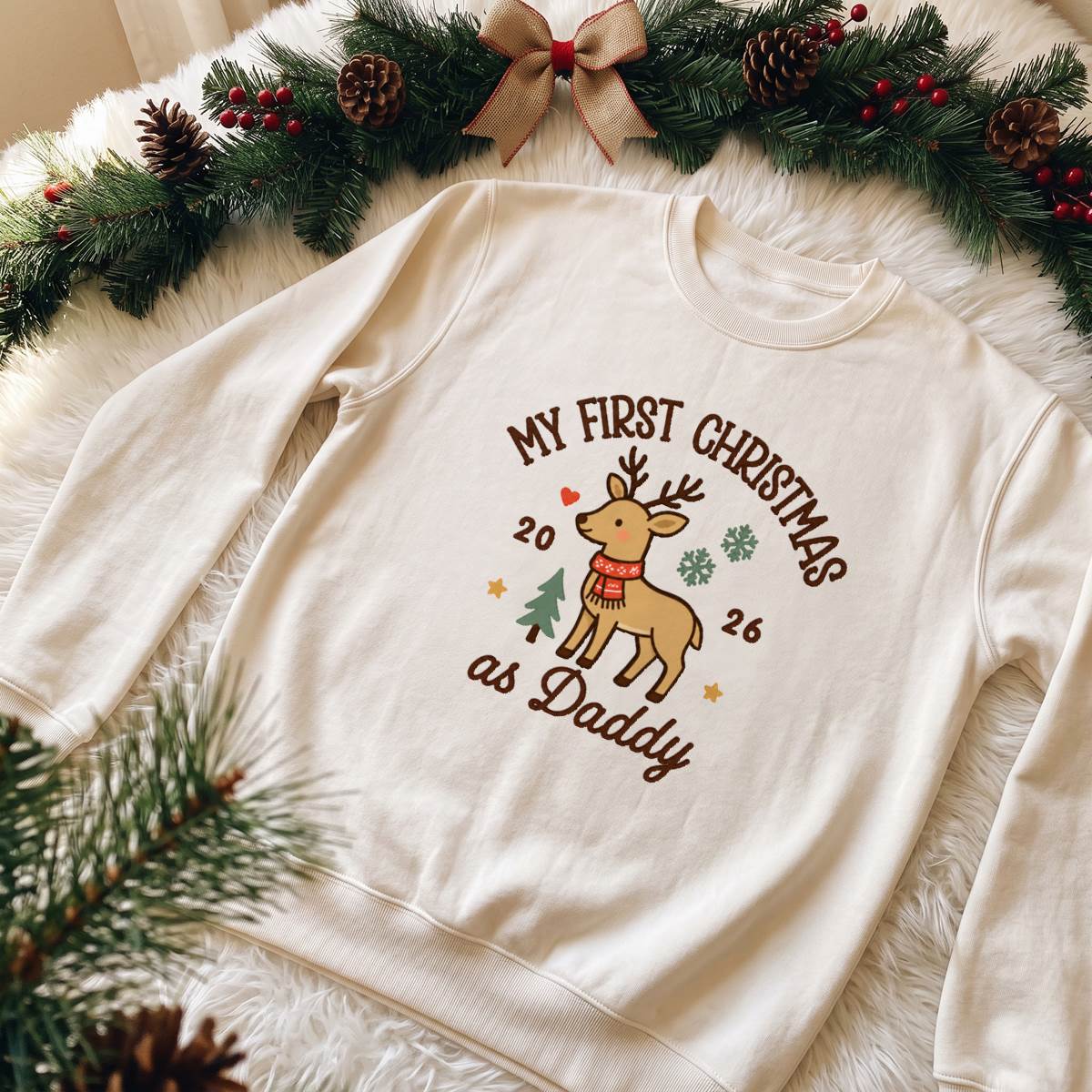 Personalized First Christmas as Mama or Daddy Shirt, Custom Holiday T-Shirt, Sweatshirt & Hoodie