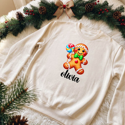 Personalized Gingerbread Christmas Shirt, Custom Name T-Shirt, Sweatshirt & Hoodie, Unisex Holiday Gift