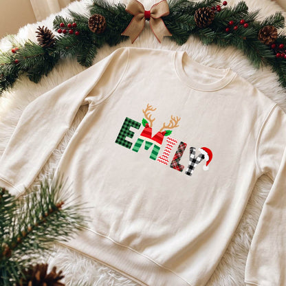 Personalized Christmas Plaid Name Shirt, Custom Holiday T-Shirt, Sweatshirt & Hoodie, Unisex Christmas Gift