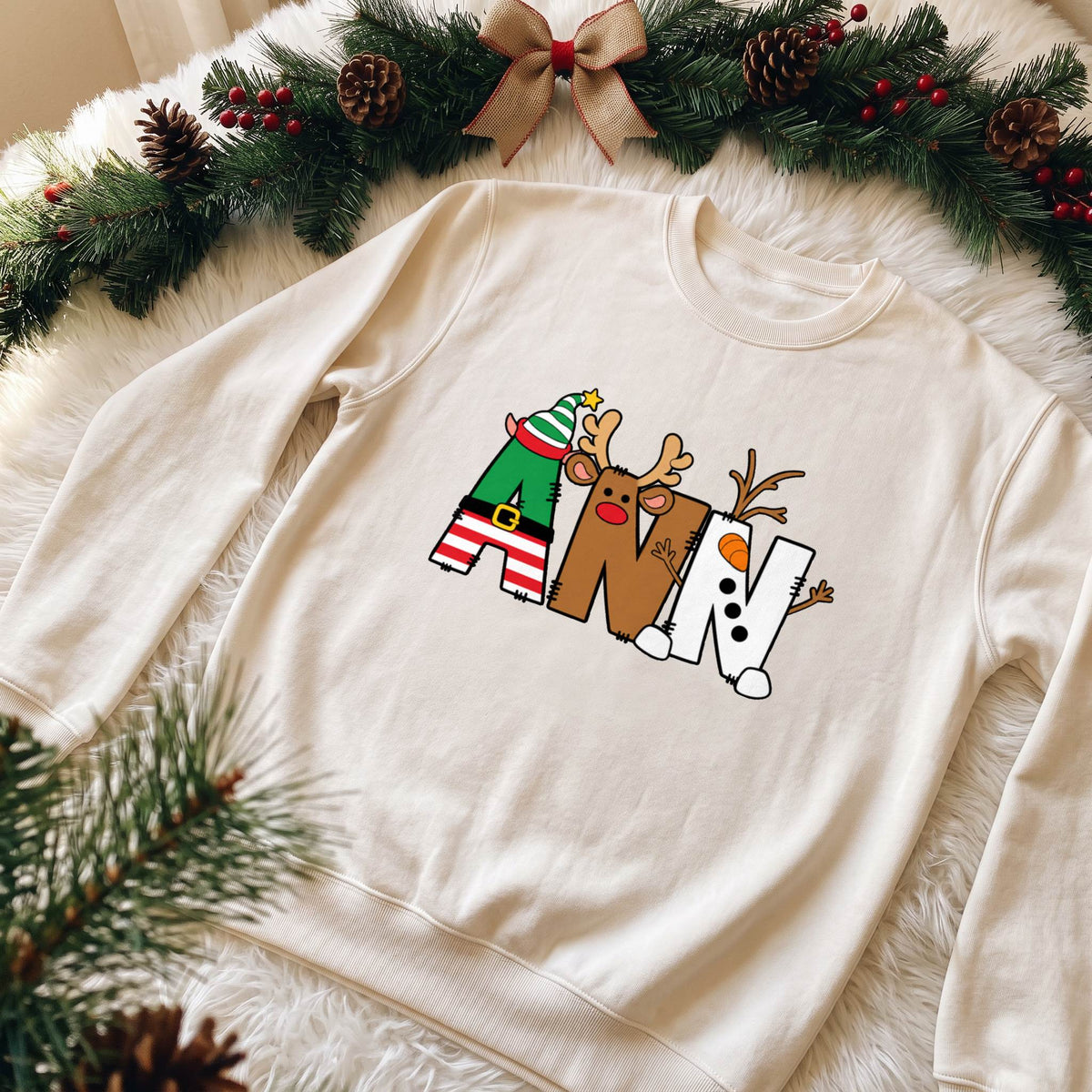 Personalized Christmas Name Shirt, Custom Elf Santa Reindeer T-Shirt, Sweatshirt & Hoodie, Unisex Holiday Gift
