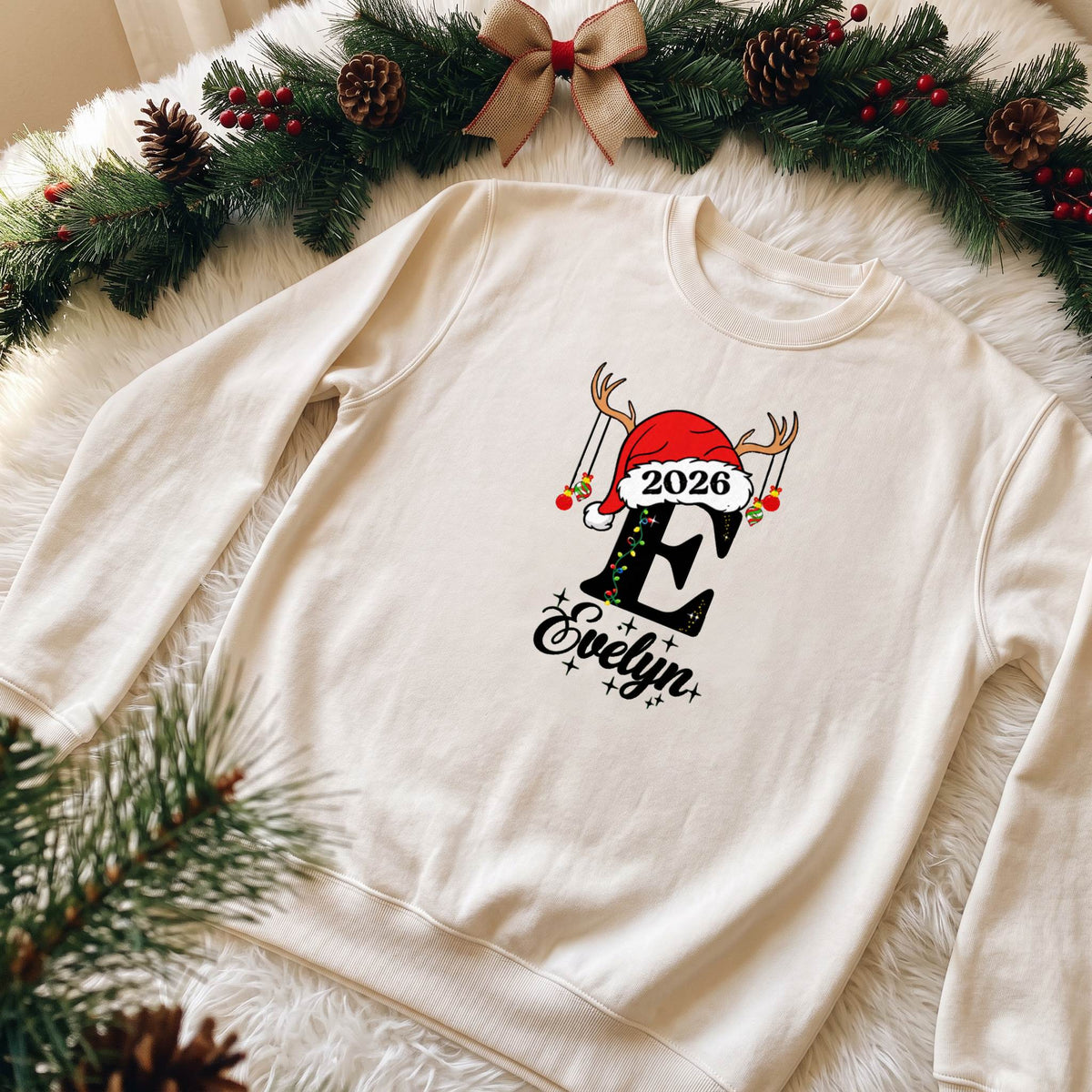 Personalized Initial Christmas Shirt 2026, Custom Name T-Shirt, Sweatshirt & Hoodie, Unisex Holiday Gift