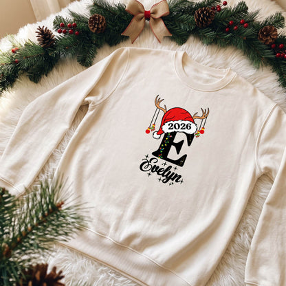 Personalized Initial Christmas Shirt 2026, Custom Name T-Shirt, Sweatshirt & Hoodie, Unisex Holiday Gift