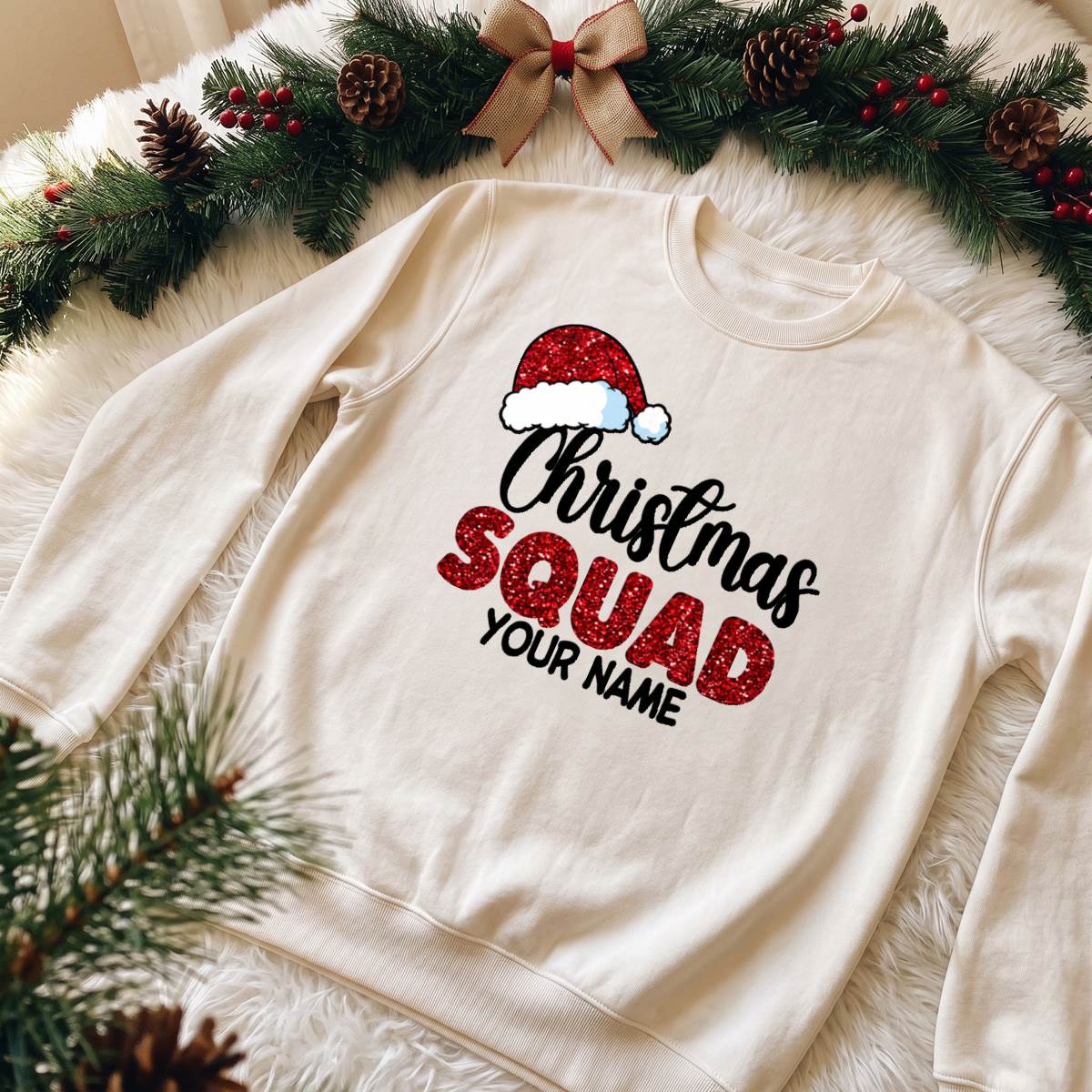 Personalized Christmas Squad Shirt, Custom Name T-Shirt, Sweatshirt & Hoodie, Matching Holiday Outfit