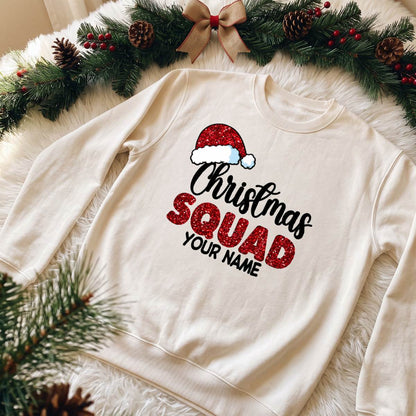 Personalized Christmas Squad Shirt, Custom Name T-Shirt, Sweatshirt & Hoodie, Matching Holiday Outfit