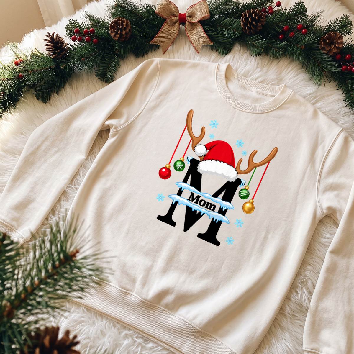 Personalized Snowy Christmas Initial Shirt, Custom Name T-Shirt, Sweatshirt & Hoodie