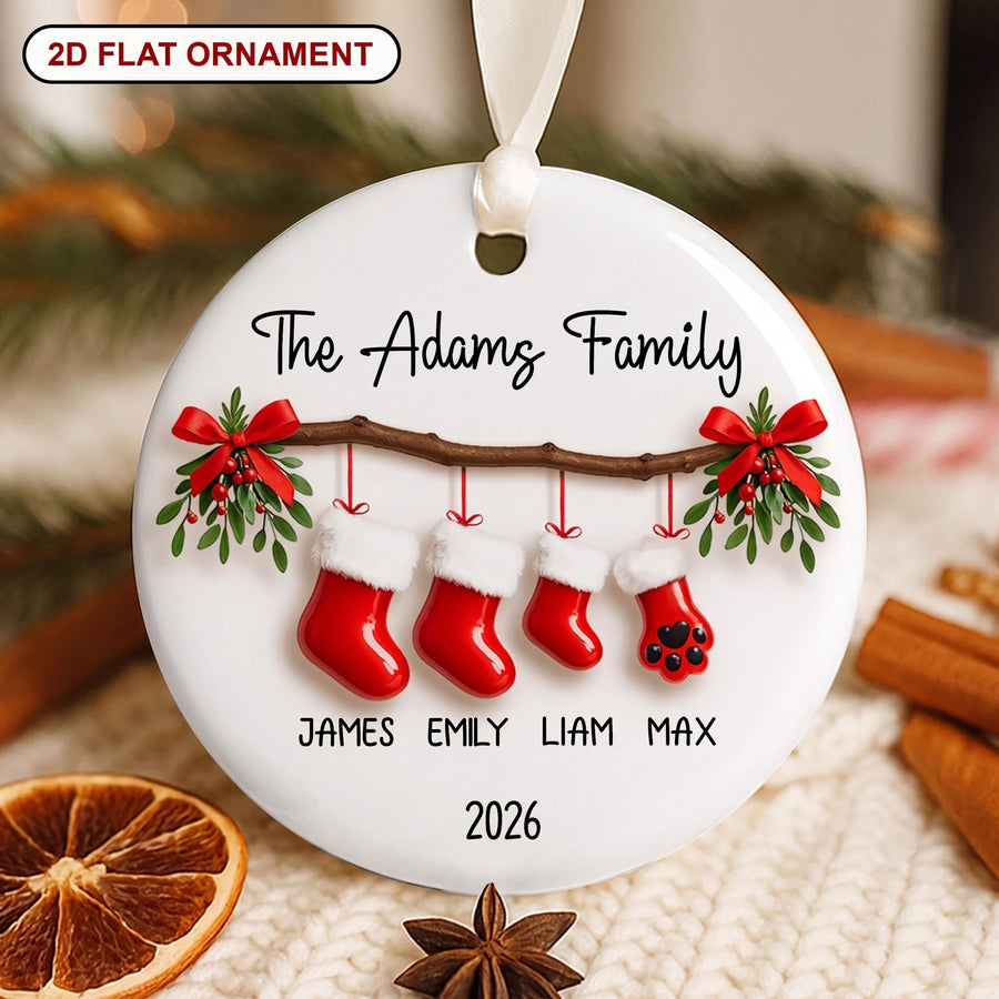 Personalized Family Christmas Stockings Ornament, Custom Family Christmas Keepsake, Christmas Gift for Family