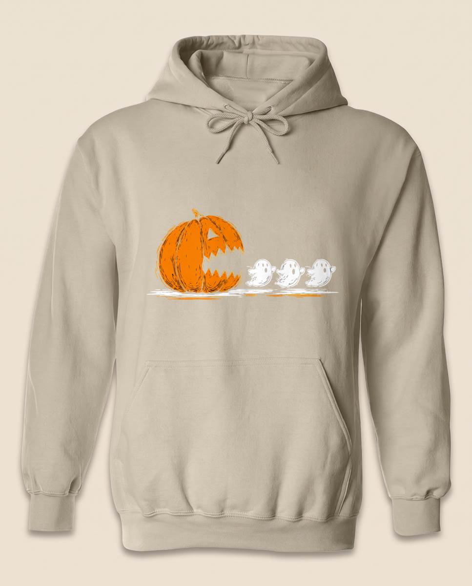 Pumpkin Chasing Ghosts Halloween Shirt, Retro Arcade T-Shirt, Unisex Sweatshirt & Hoodie, Gamer Halloween Gift