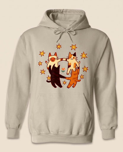 Cats Holding Paws Friendship Shirt, Cute Cat Lover T-Shirt, Sweatshirt & Hoodie, Best Friend Gift