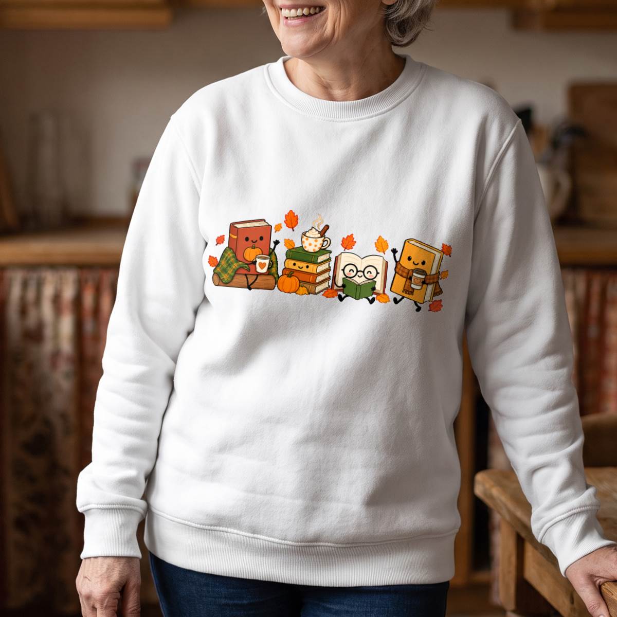 Cozy Fall Book Lover Shirt, Cute Reading and Coffee T-Shirt, Sweatshirt & Hoodie, Librarian Gift