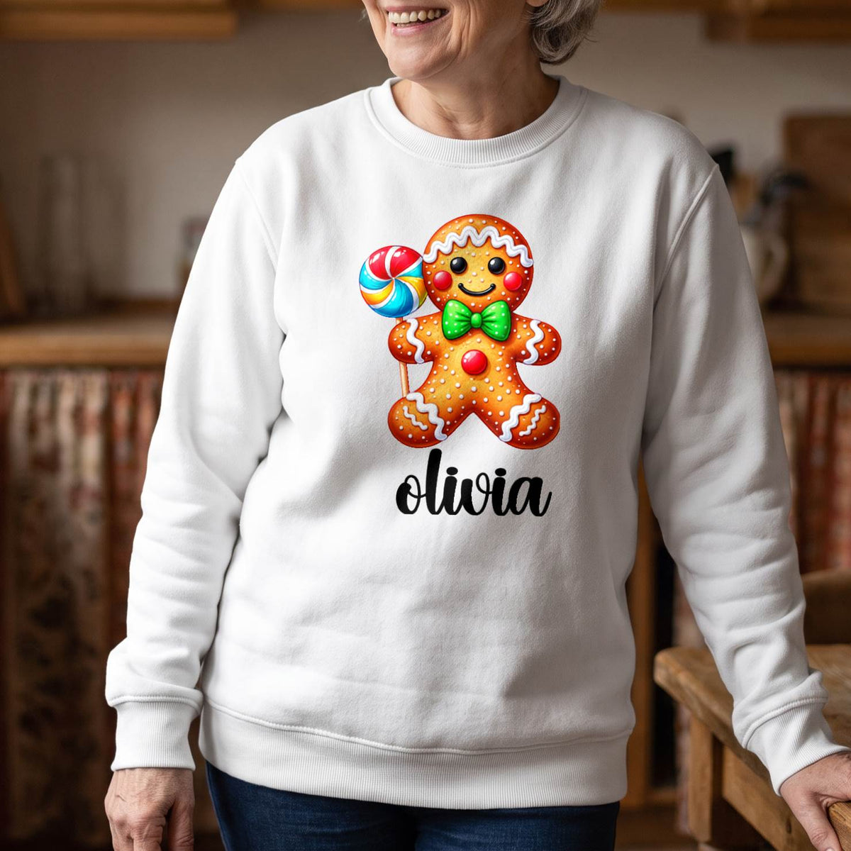 Personalized Gingerbread Christmas Shirt, Custom Name T-Shirt, Sweatshirt & Hoodie, Unisex Holiday Gift