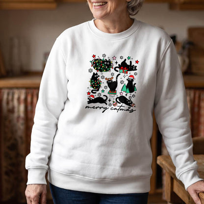 Merry Catmas Black Cat Christmas Shirt, Funny Cat Lover T-Shirt, Sweatshirt & Hoodie, Christmas Gift