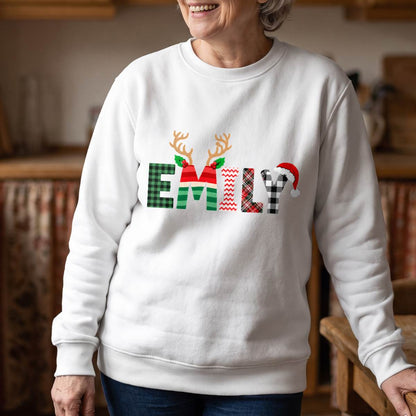 Personalized Christmas Plaid Name Shirt, Custom Holiday T-Shirt, Sweatshirt & Hoodie, Unisex Christmas Gift