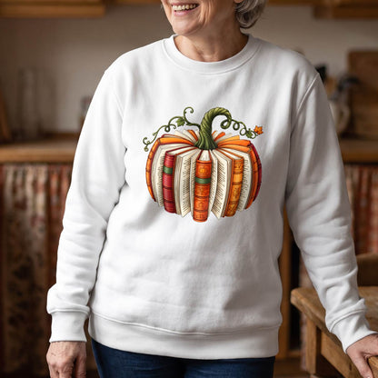 Book Pumpkin Shirt for Grandma & Grandpa, Fall Book Lover T-Shirt