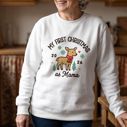 Personalized First Christmas as Mama or Daddy Shirt, Custom Holiday T-Shirt, Sweatshirt & Hoodie