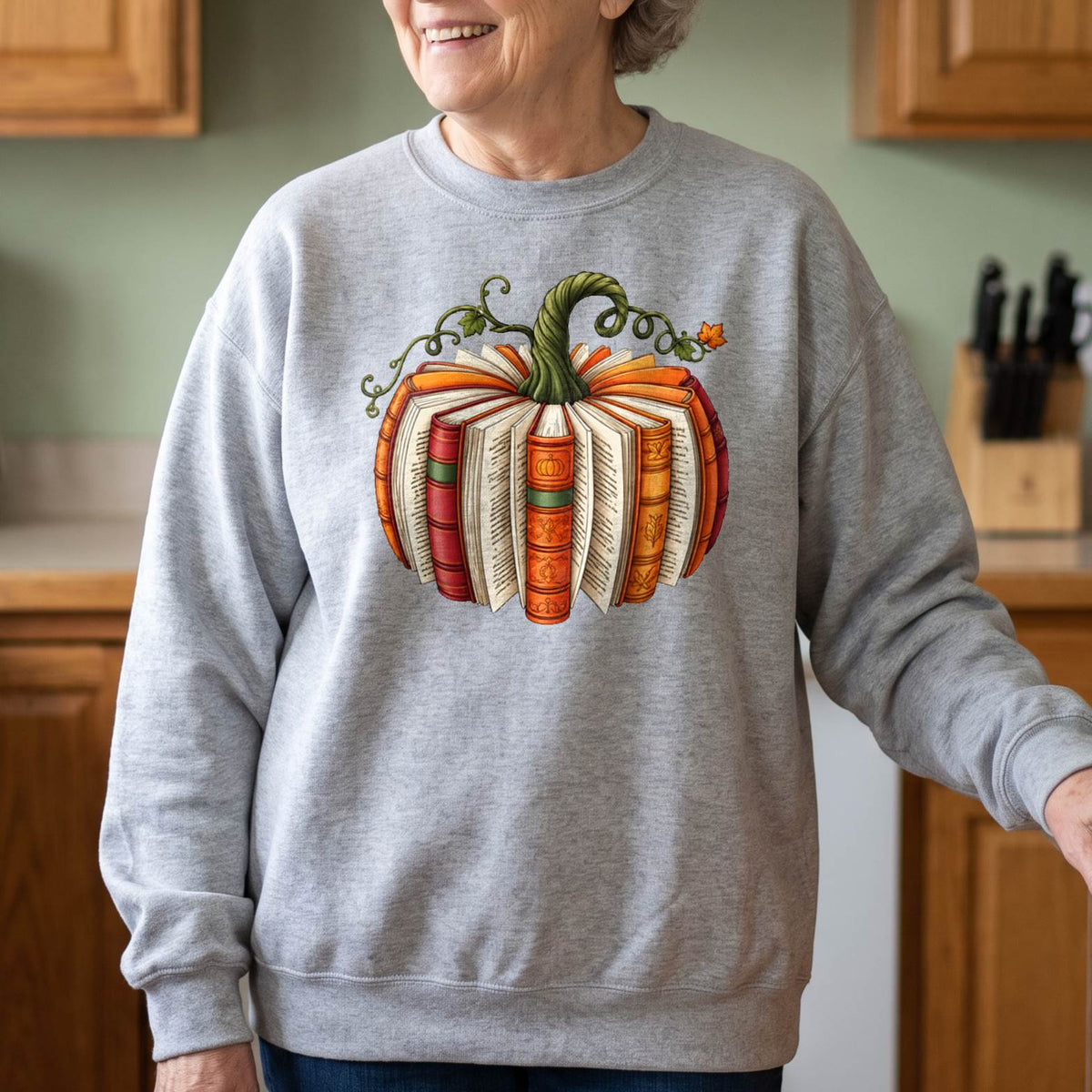 Book Pumpkin Shirt for Grandma & Grandpa, Fall Book Lover T-Shirt