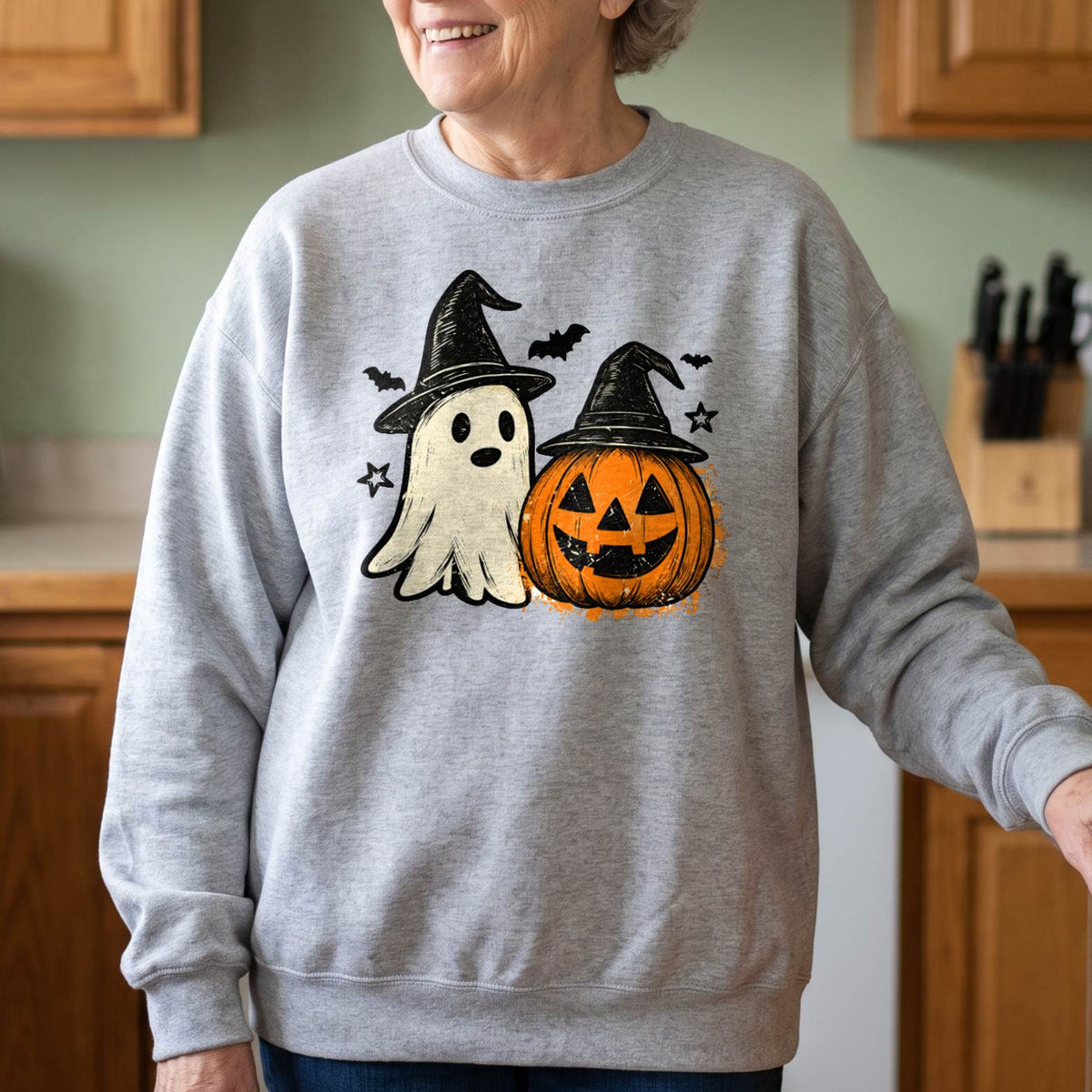 Cute Ghost Pumpkin Halloween Shirt, Witch Hat T-Shirt, Spooky Season Sweatshirt & Hoodie, Unisex Halloween Gift