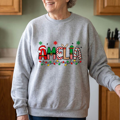 Personalized Christmas Name Shirt, Custom Festive Letter T-Shirt, Sweatshirt & Hoodie