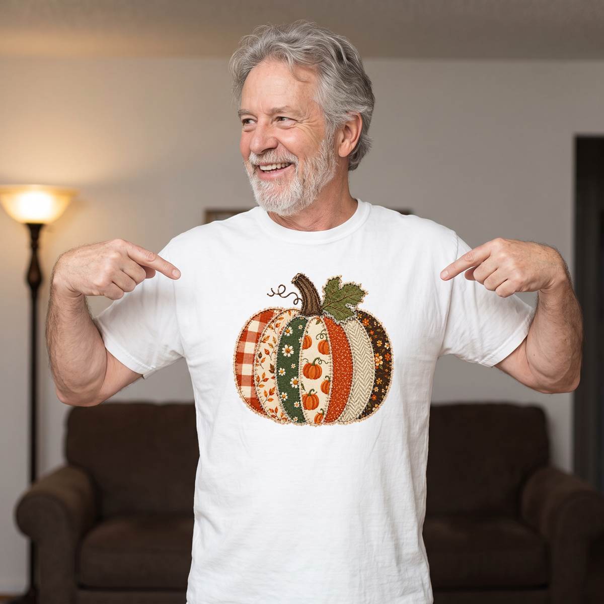 Patchwork Pumpkin Shirt, Vintage Quilted Pumpkin T-Shirt, Cozy Fall Sweatshirt & Hoodie, Thanksgiving Gift