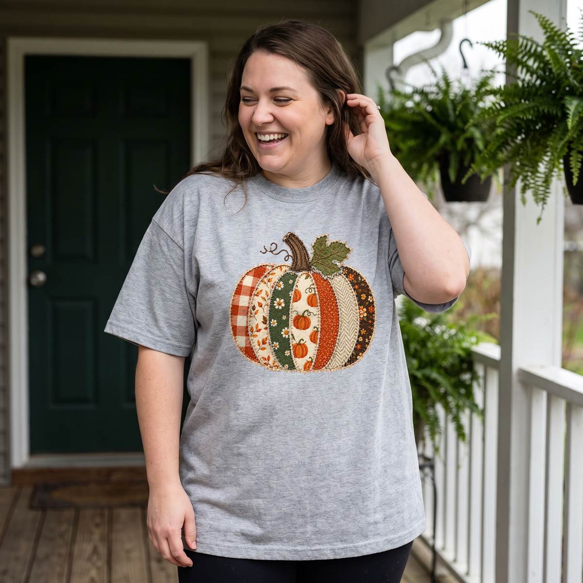 Patchwork Pumpkin Shirt, Vintage Quilted Pumpkin T-Shirt, Cozy Fall Sweatshirt & Hoodie, Thanksgiving Gift