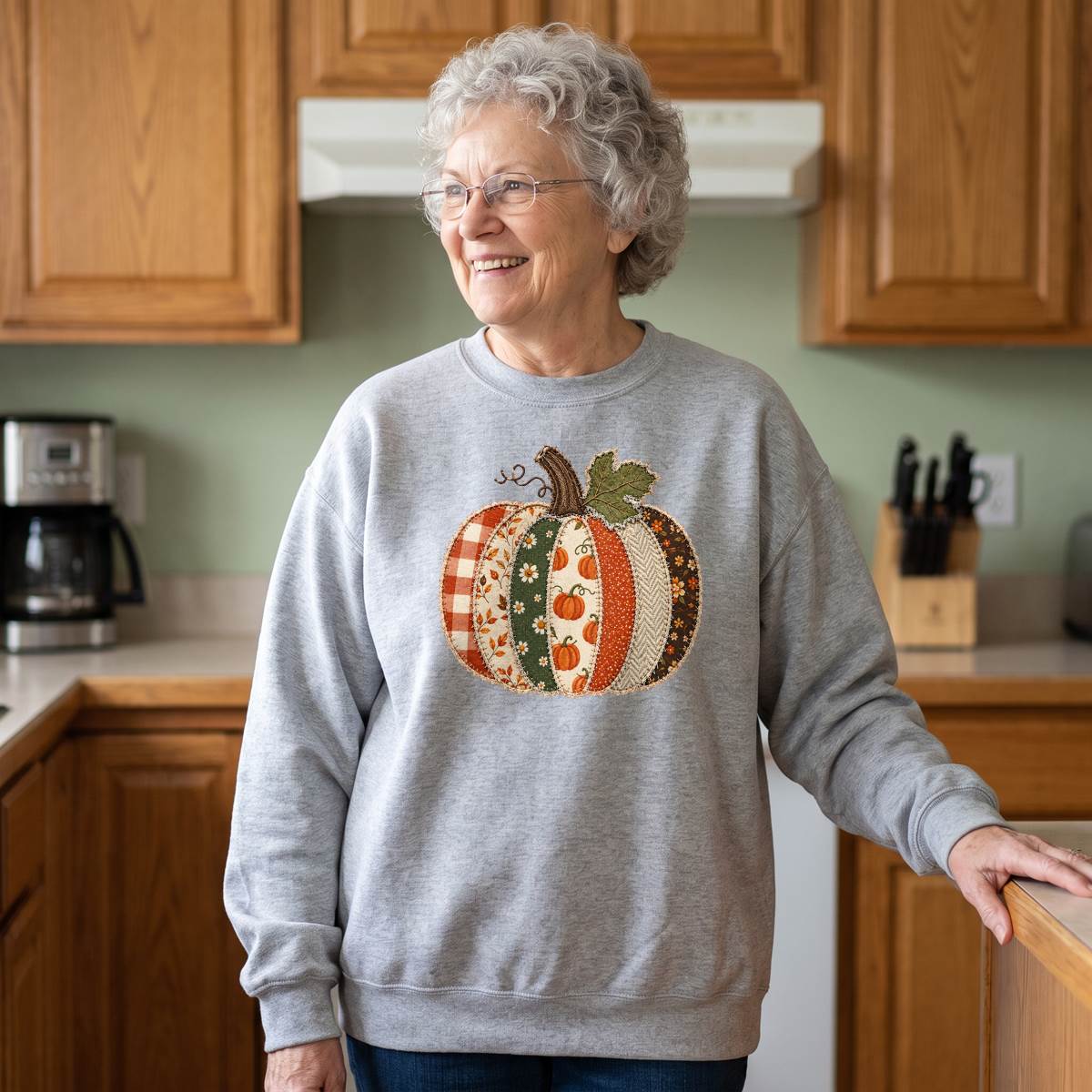 Patchwork Pumpkin Shirt, Vintage Quilted Pumpkin T-Shirt, Cozy Fall Sweatshirt & Hoodie, Thanksgiving Gift