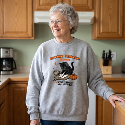Spooky Biscuits Bakery Black Cat Halloween Shirt, Funny Baking Cat T-Shirt, Sweatshirt & Hoodie
