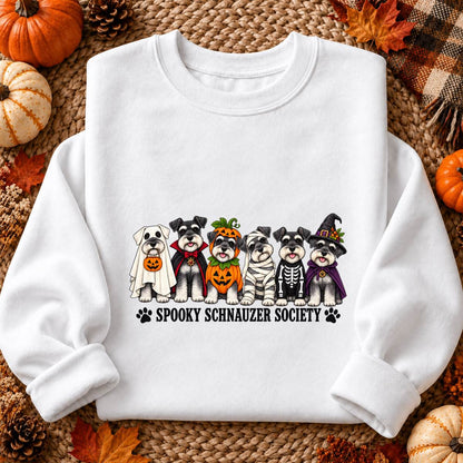 Spooky Schnauzer Society Halloween Shirt, Dog Lover T-Shirt, Unisex Sweatshirt & Hoodie, Halloween Gift