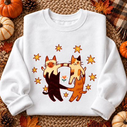 Cats Holding Paws Friendship Shirt, Cute Cat Lover T-Shirt, Sweatshirt & Hoodie, Best Friend Gift